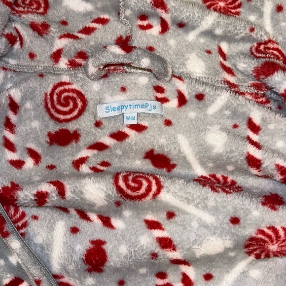 SleepytimePJs Women's Fleece Hooded Footed Onesie Pajamas - Medium Christmas - Picture 7 of 7